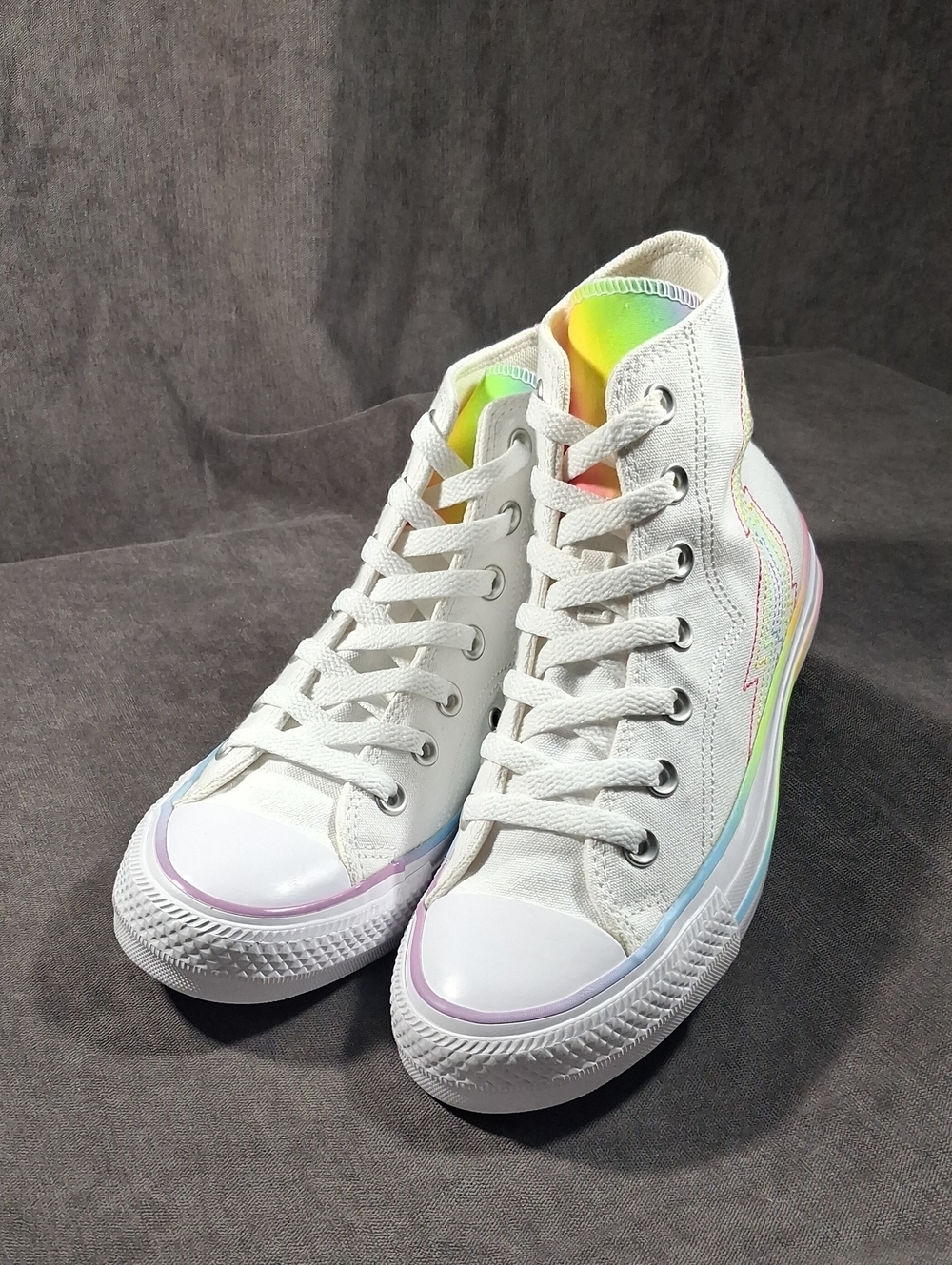 Converse Chuck Taylor All Star Hi Pride White + Rainbow Sneakers NWOT US 6.5